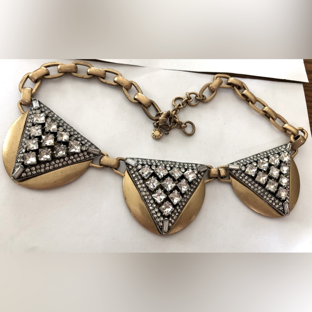 STUNNING  J CREW Rhinestone & Brass Statement Necklace